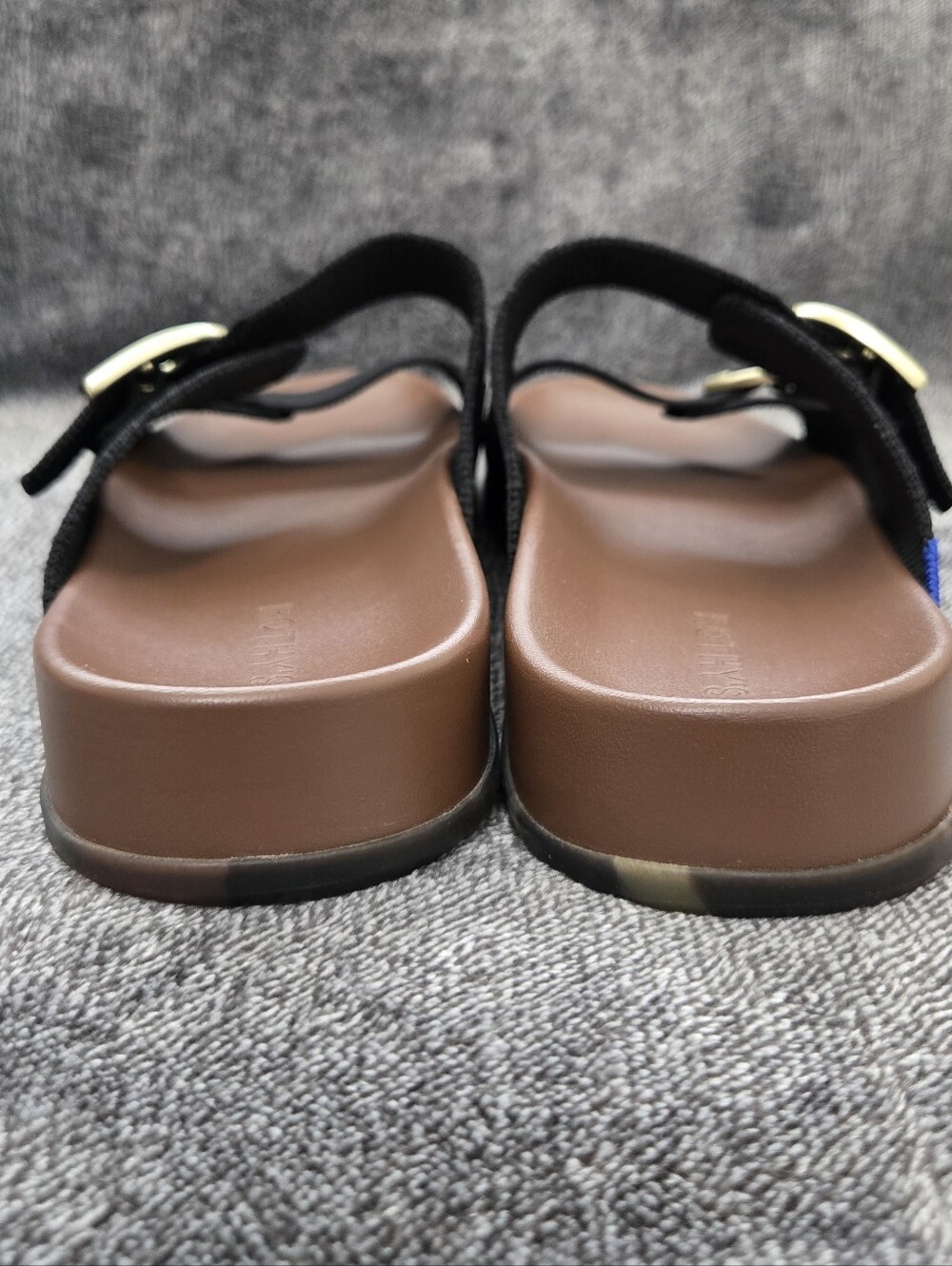 Rothy's The Buckle Slide Black Knit Sandal Gold Hardware Size 10 Washable - Picture 3 of 12